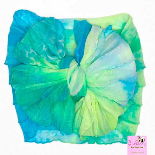 Mermaid Tied Dye Bow HeadWrap and Hair Bows