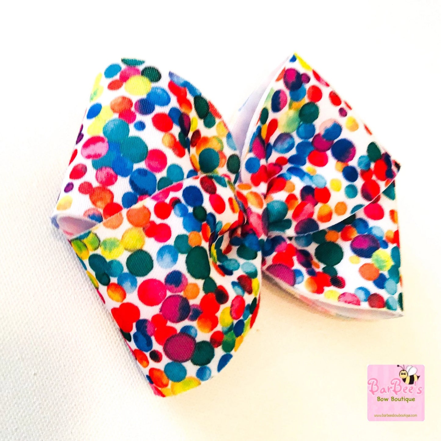 Multicolor Dots Print Puffy Hair Bow
