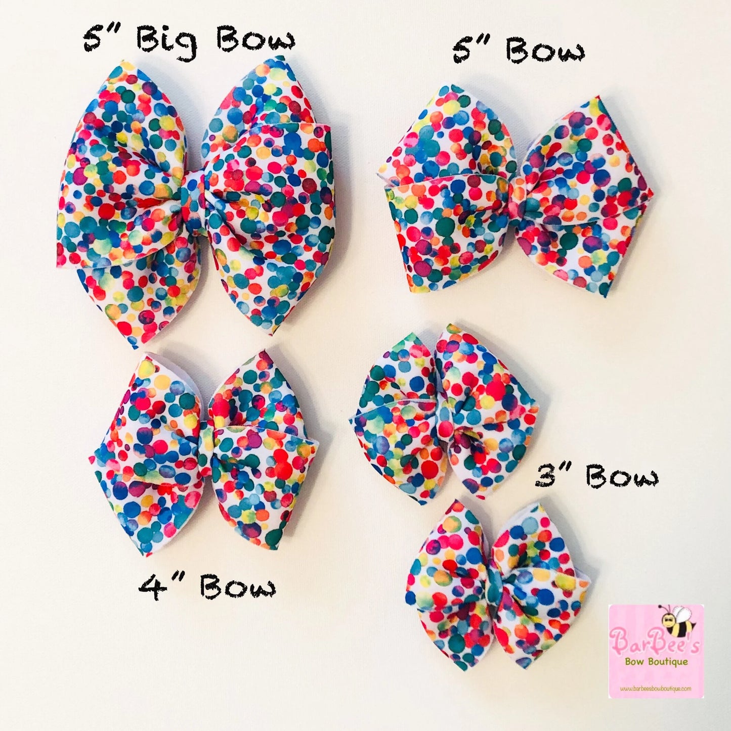 Multicolor Dots Print Puffy Hair Bow