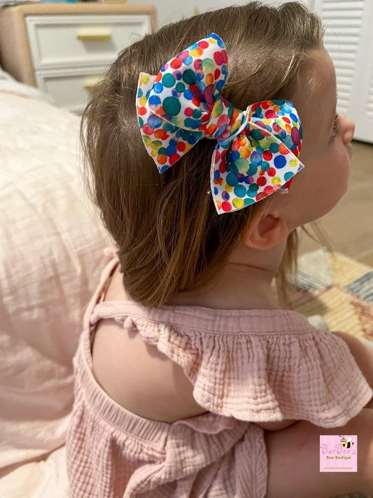 Multicolor Dots Print Puffy Hair Bow