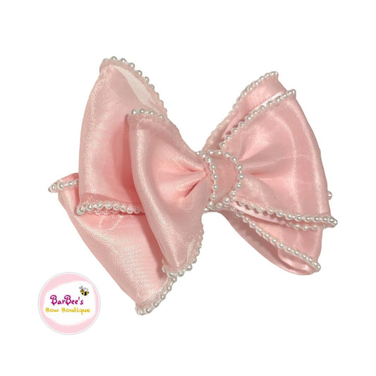 Organza and Statin Ribbon Multi-Layer Hair Bow Clip - Additional Colors