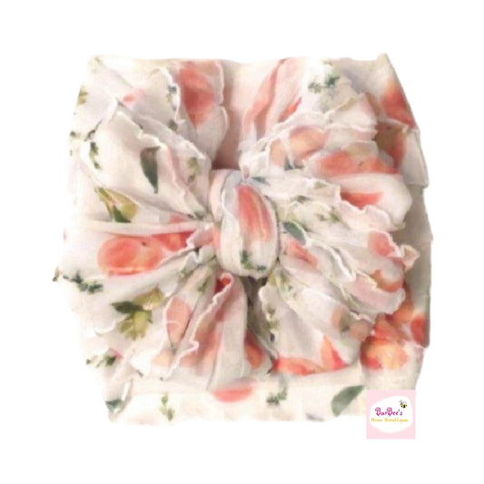 Peaches and Cream Ruffle Bow HeadWrap and Hair Bows