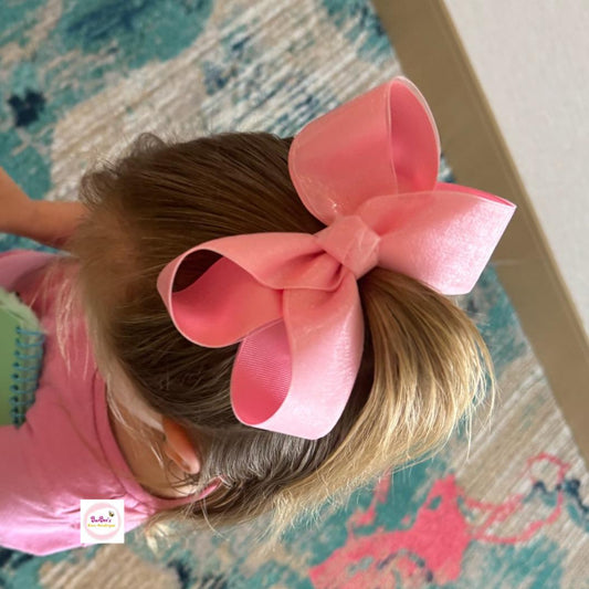 Classic Lage Organza and Grosgrain Ribbon Hair Bow