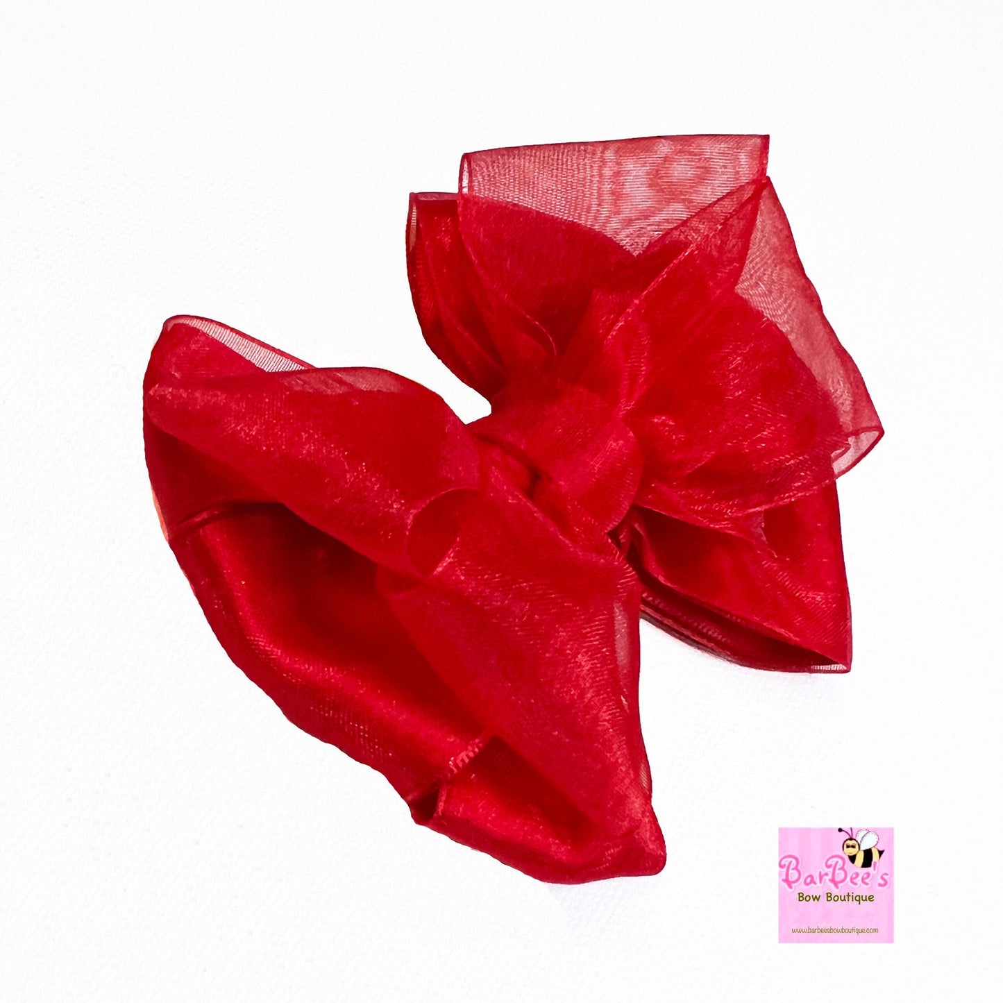 Red, Gold or Ivory Satin and Organza Hair Bows Girls Satin Bow Clip