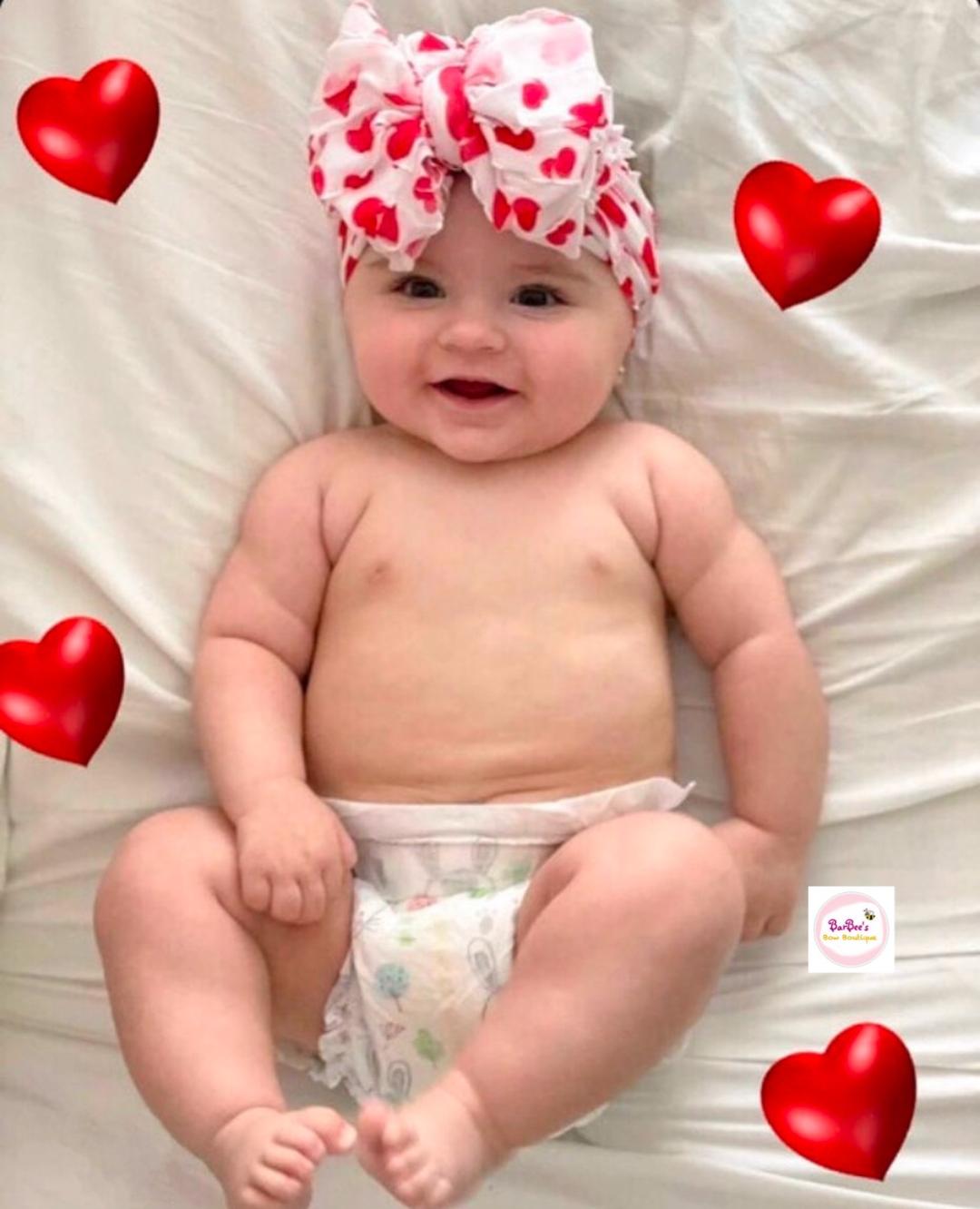 Red Heart  Ruffle Bow HeadWrap and Hair Bows