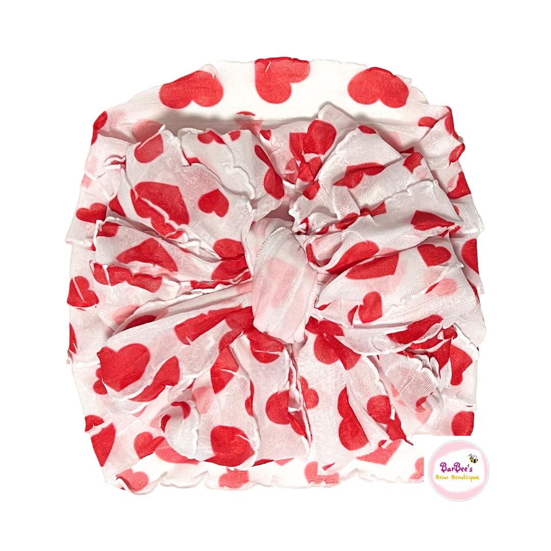 Red Heart  Ruffle Bow HeadWrap and Hair Bows