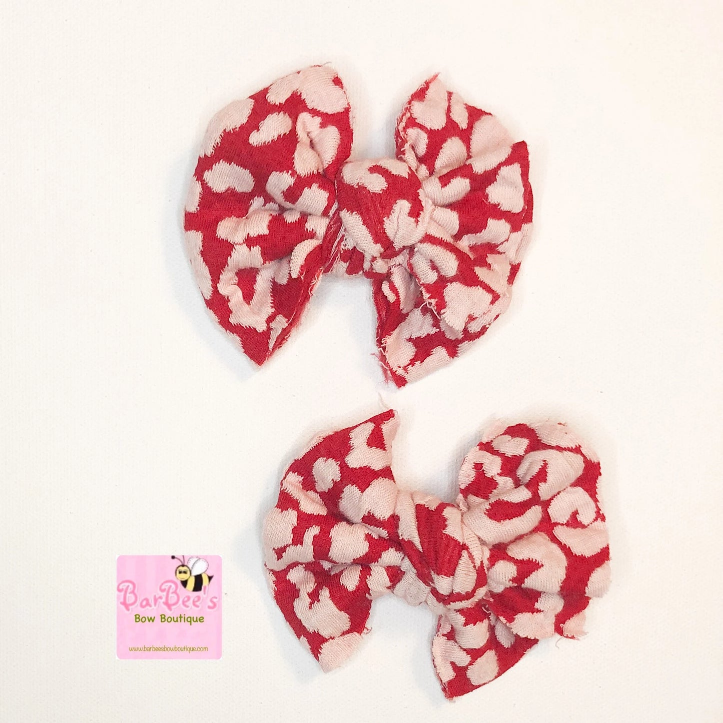 Baby Girl Red Leopard Print Hair Bows and Headwrap