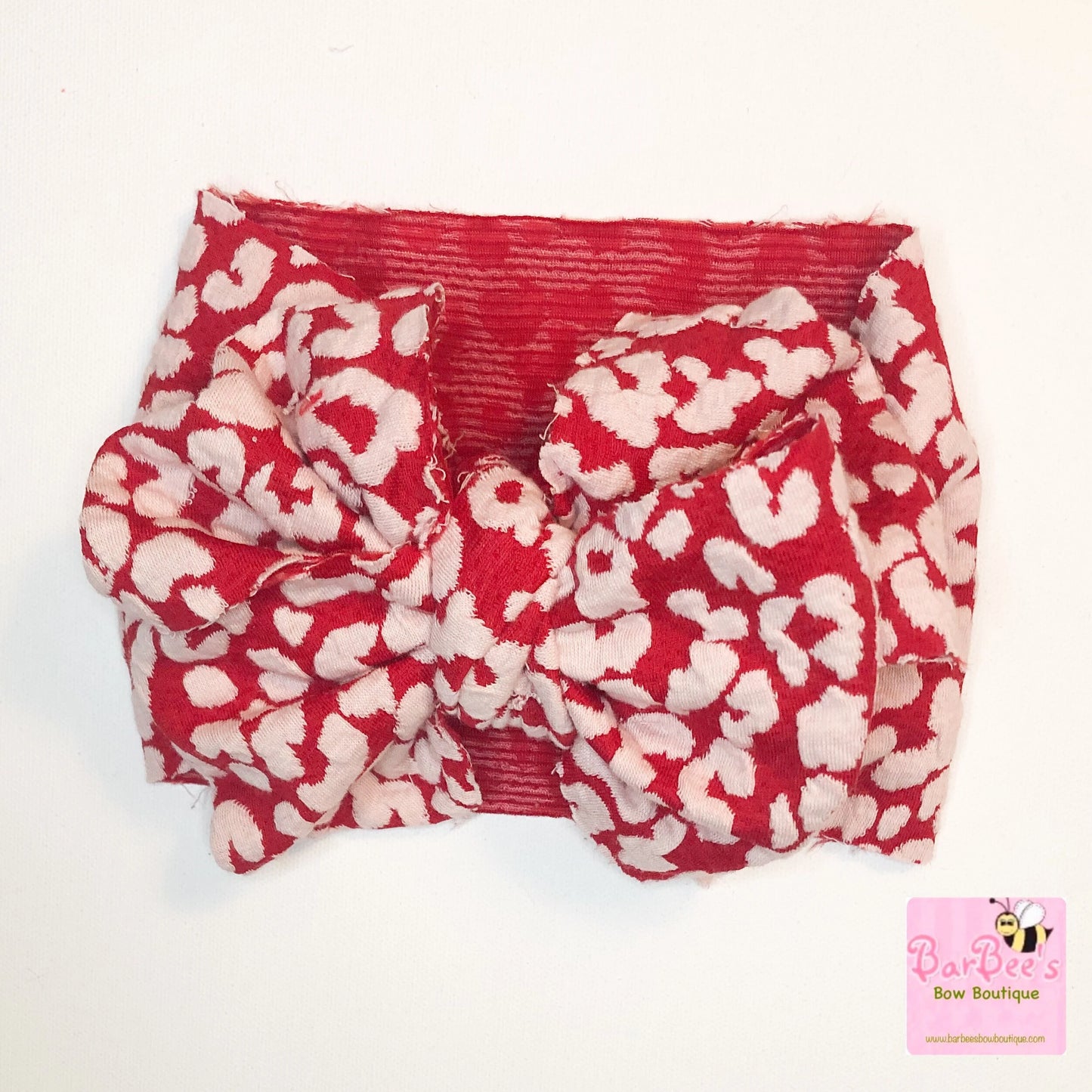 Baby Girl Red Leopard Print Hair Bows and Headwrap