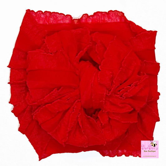 Red Ruffle Bow HeadWrap and Hair Bows