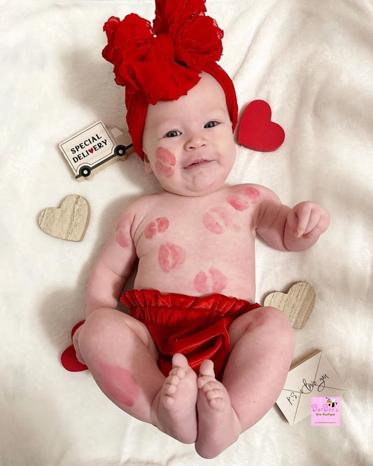 Red Ruffle Bow HeadWrap and Hair Bows