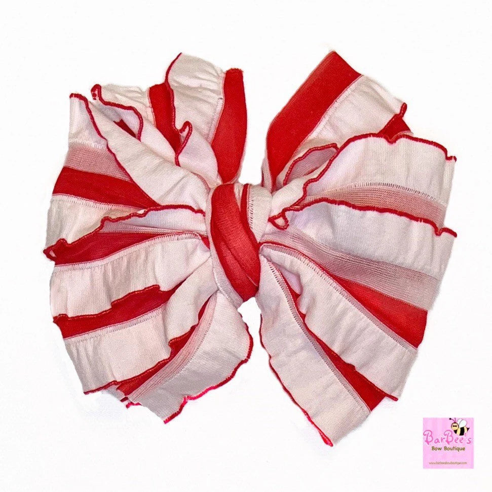 Red and White Mini Ruffle Bow HeadWrap and Hair Bows