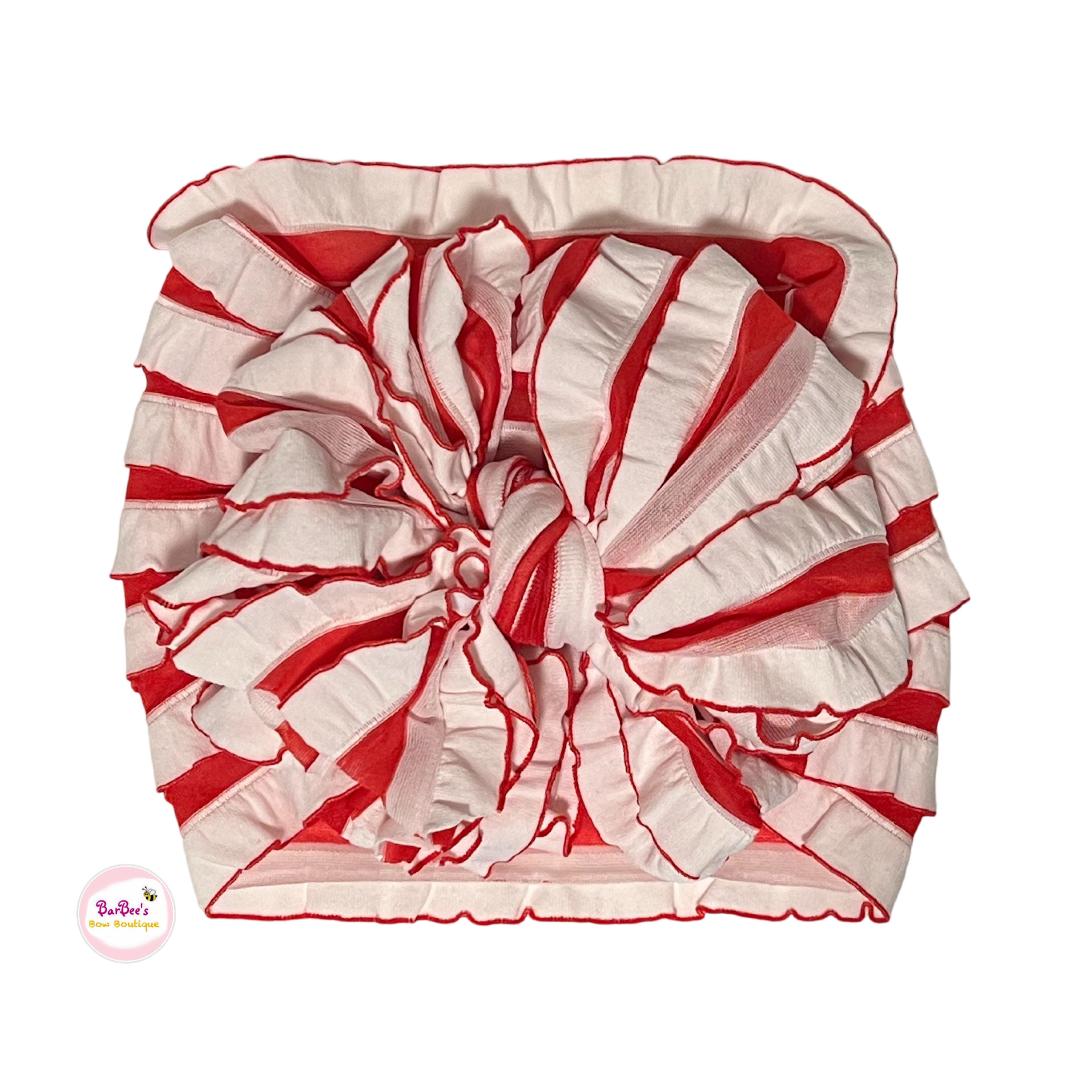 Red and White Mini Ruffle Bow HeadWrap and Hair Bows