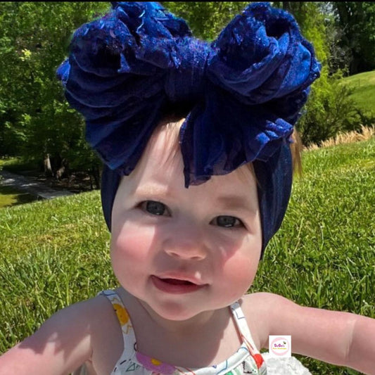 Royal Blue Ruffle Bow Headwrap and Hair Bows