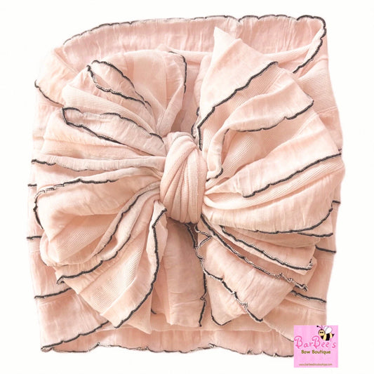 Shell Beige Ruffle Bow HeadWrap and Hair Bows