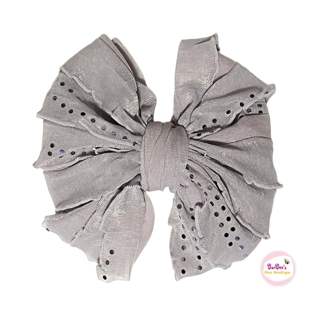 Silver & Sequins Ruffle Bow HeadWrap and Hair Bows