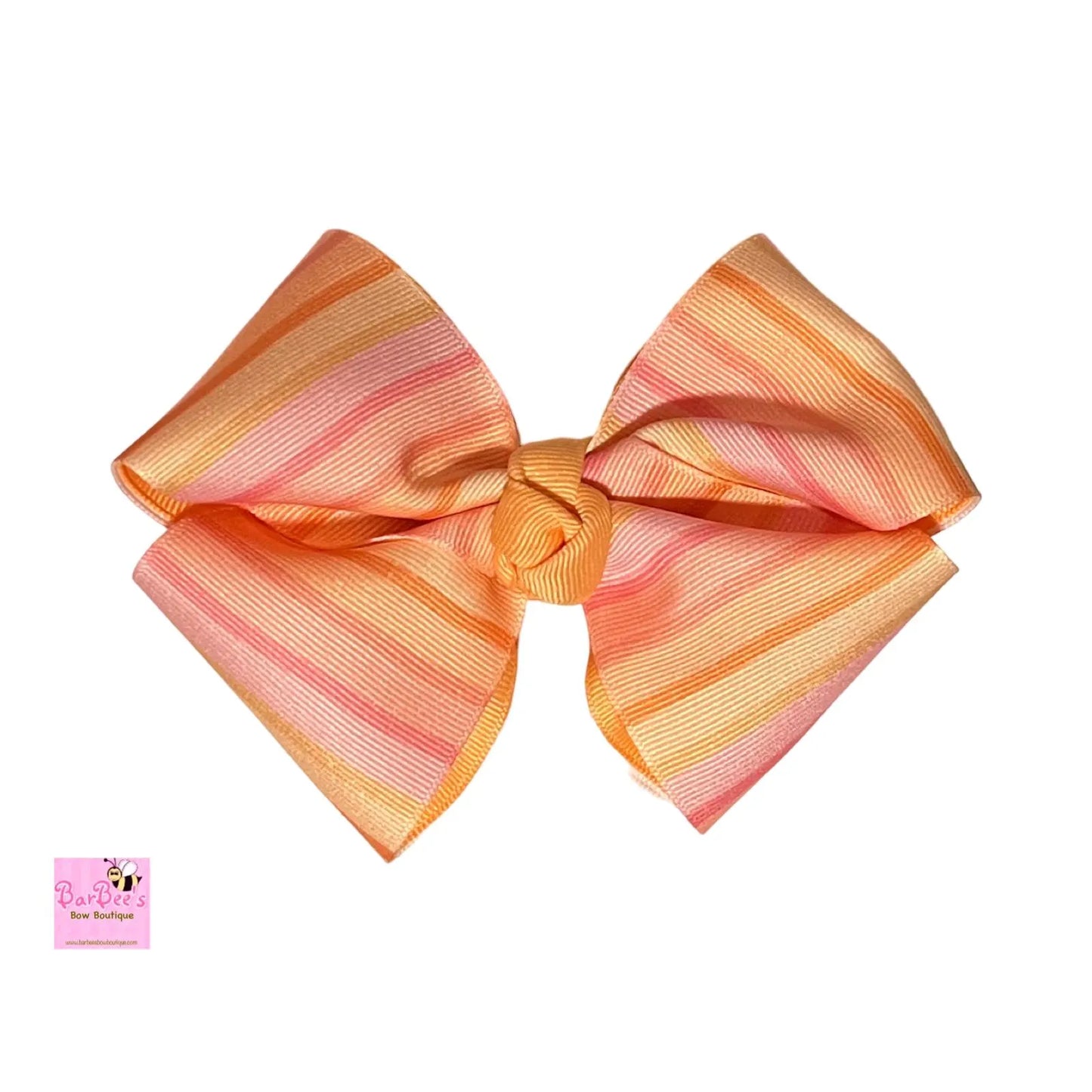 Sunset Stripe and Creamsicle or Raspberry Cream Double Ribbon Classic Hair Bow