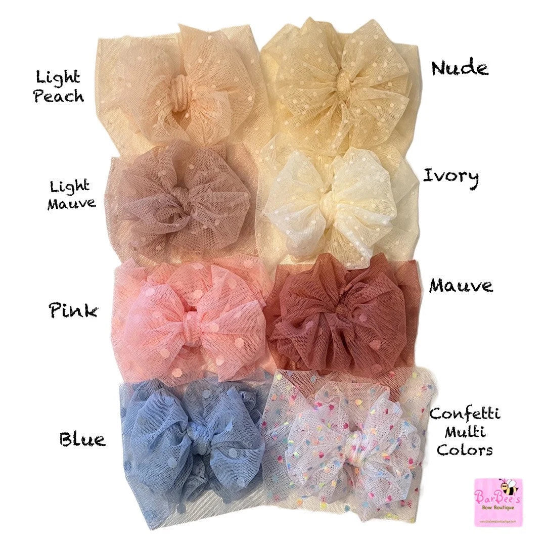 Baby Girl Tulle Bow HeadWrap Tulle Newborn Fluffy Soft Tulle HeadWrap Infant HeadWrap Newborn Gift