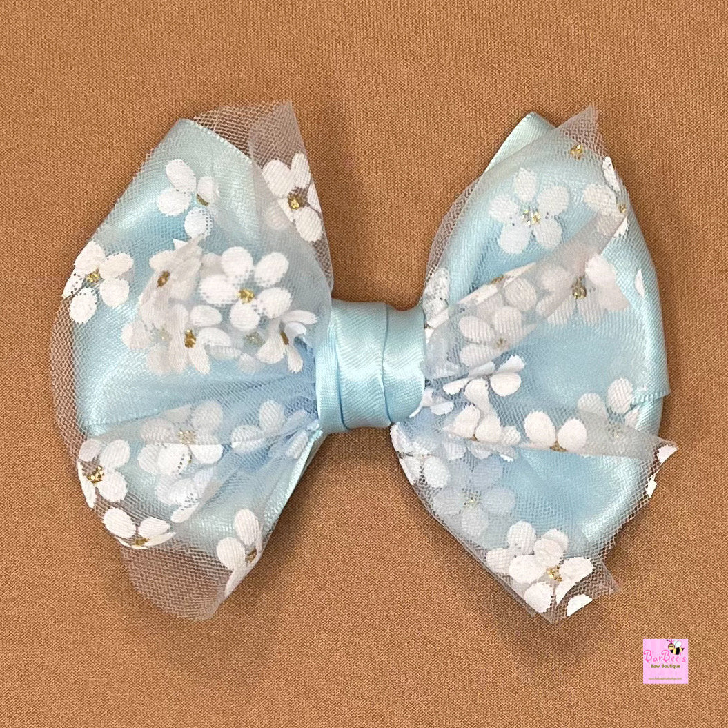 Red, Gold or Ivory Satin and Organza Hair Bows Girls Satin Bow Clip