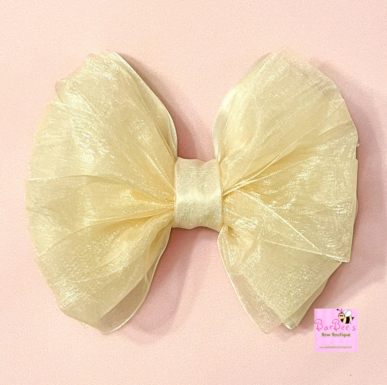 Red, Gold or Ivory Satin and Organza Hair Bows Girls Satin Bow Clip